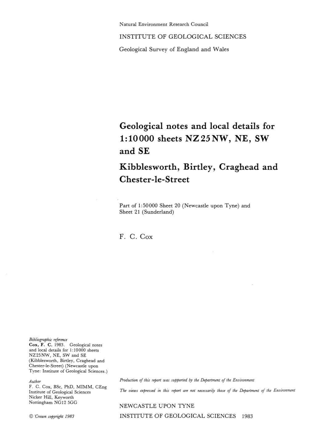 [Geological Notes and Local Details for 1:10 000 Sheet] NZ25NW, NE, SW