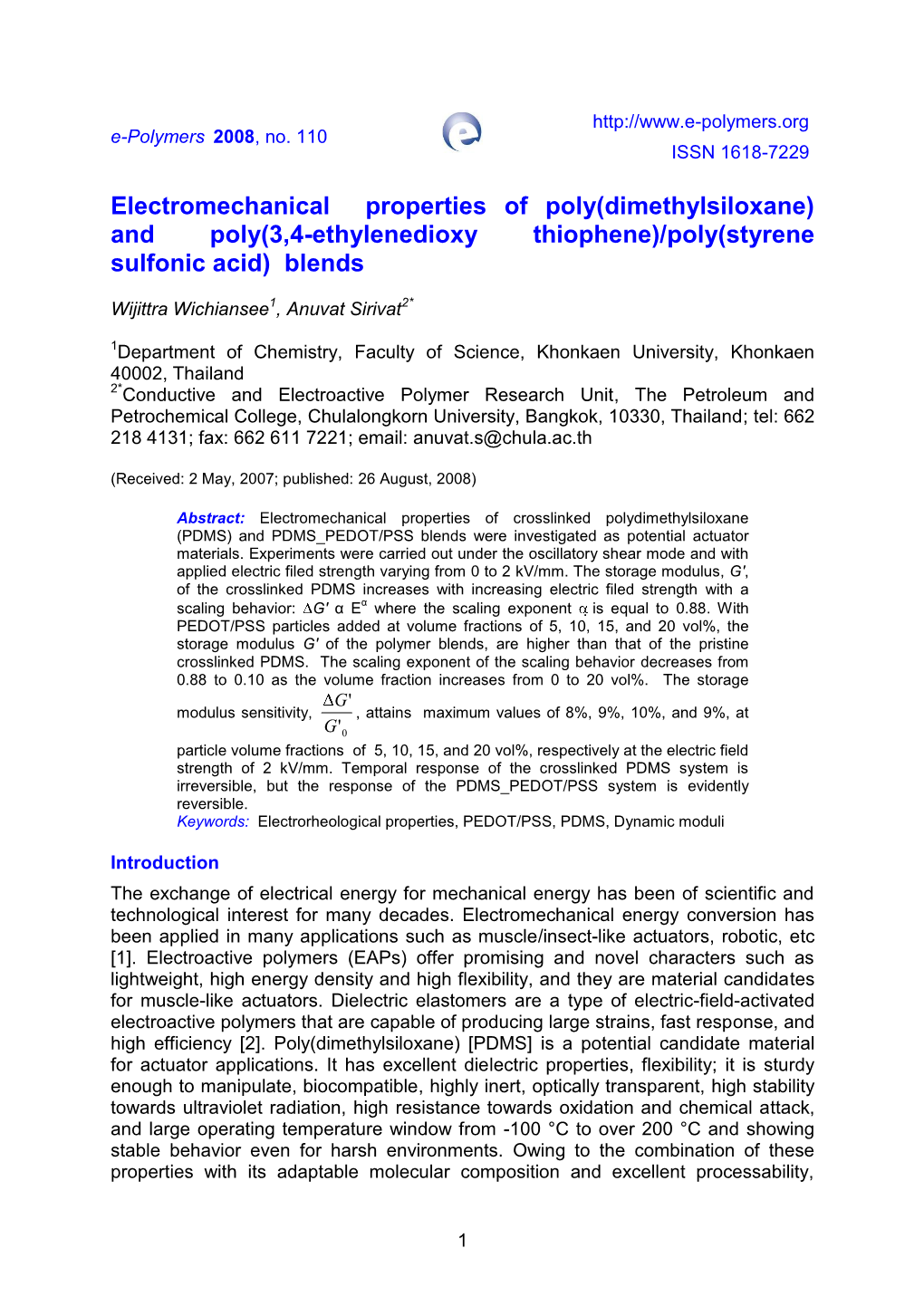 Poly(Styrene Sulfonic Acid) Blends