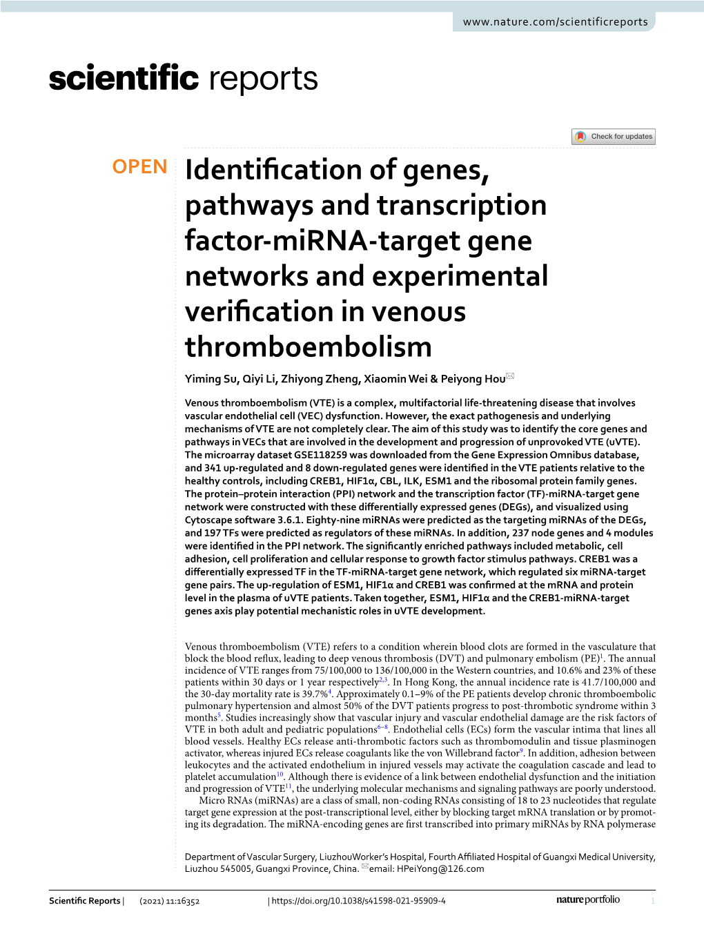 Identification of Genes, Pathways and Transcription Factor-Mirna-Target