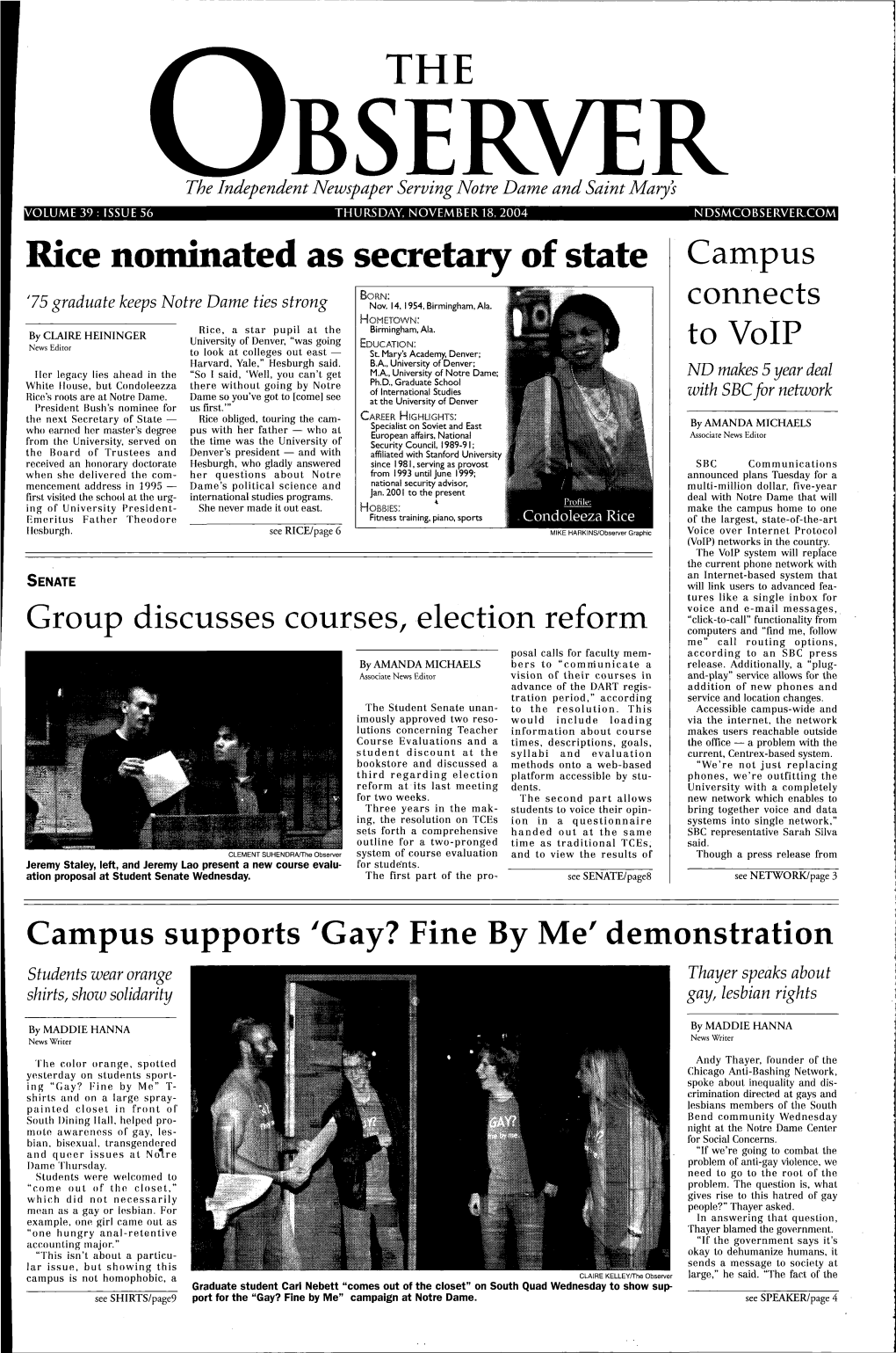 Rice Nominated As Secretary of State Can1pus