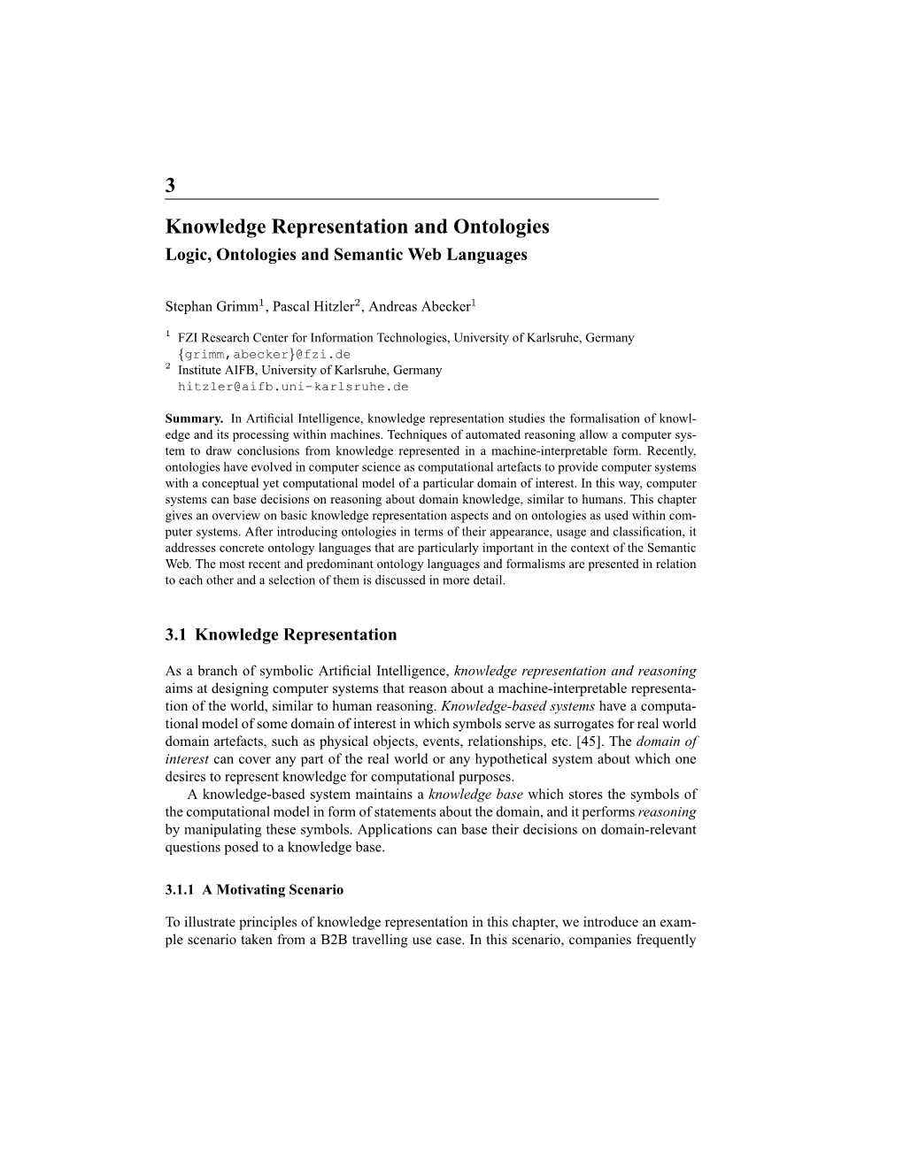 3 Knowledge Representation and Ontologies Logic, Ontologies and Semantic Web Languages