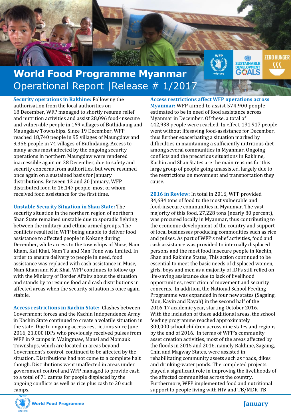World Food Programme Myanmar Operational Report |Release # 1/2017