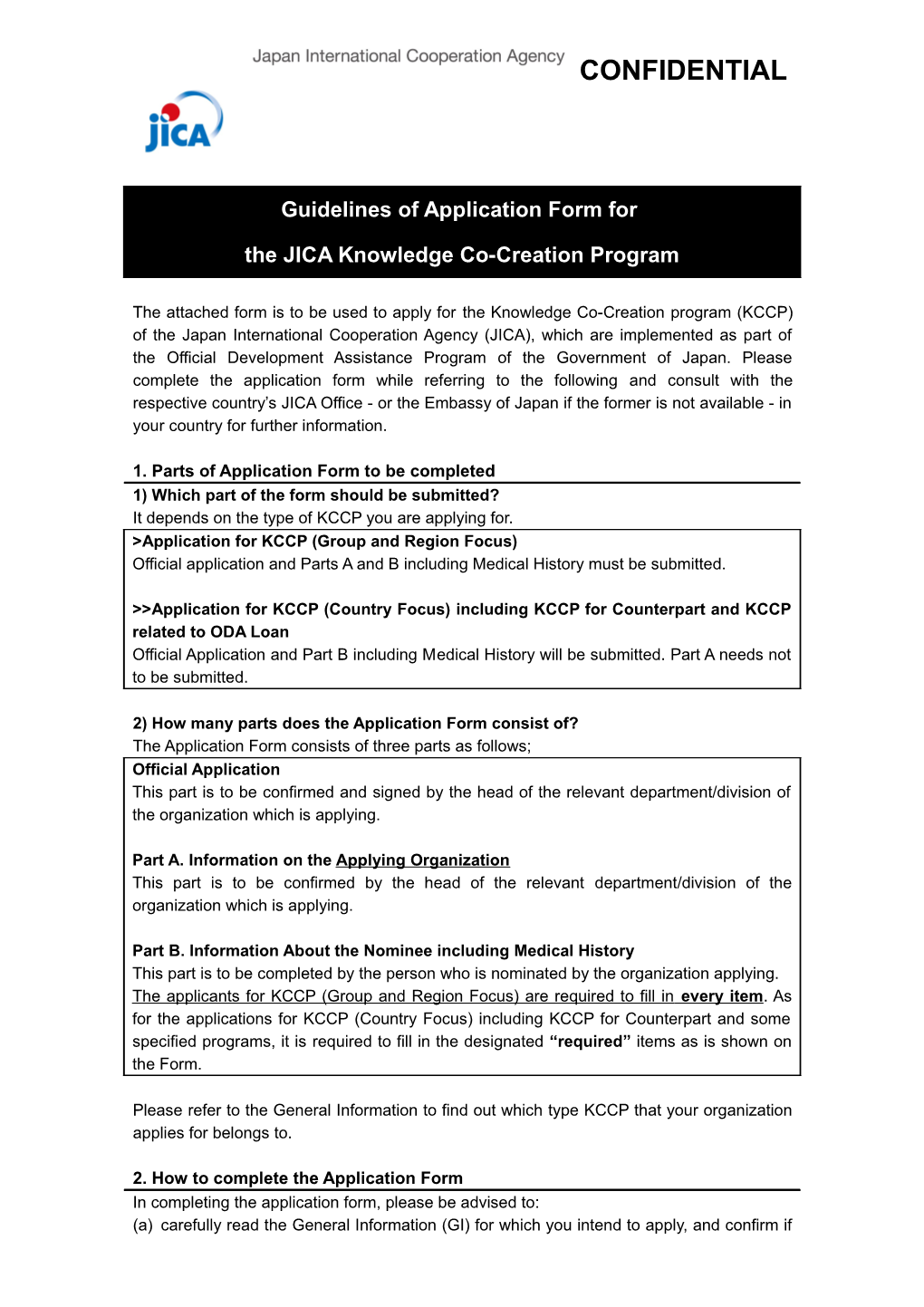 Application Form for JICA Training and Dialogue Programs s1