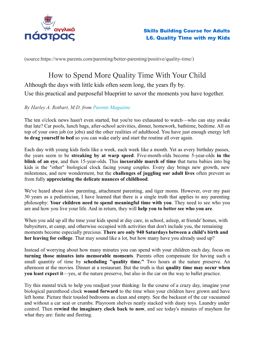 How to Spend More Quality Time with Your Child Although the Days with Little Kids Often Seem Long, the Years Fly By