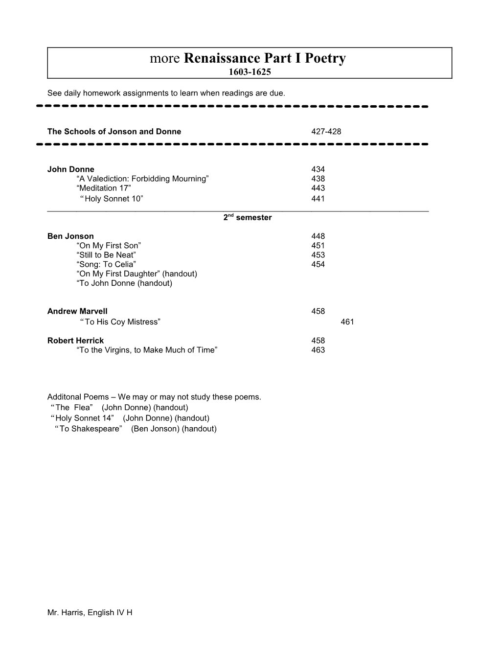 See Daily Homework Assignments to Learn When Readings Are Due