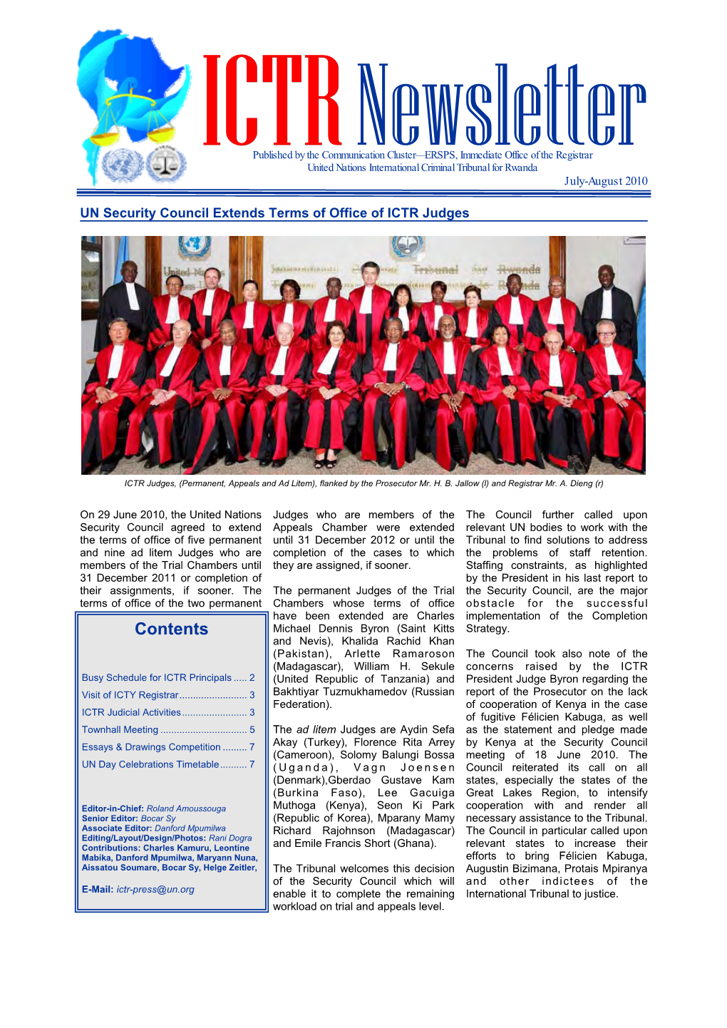 ICTR Newsletter July-August 2010