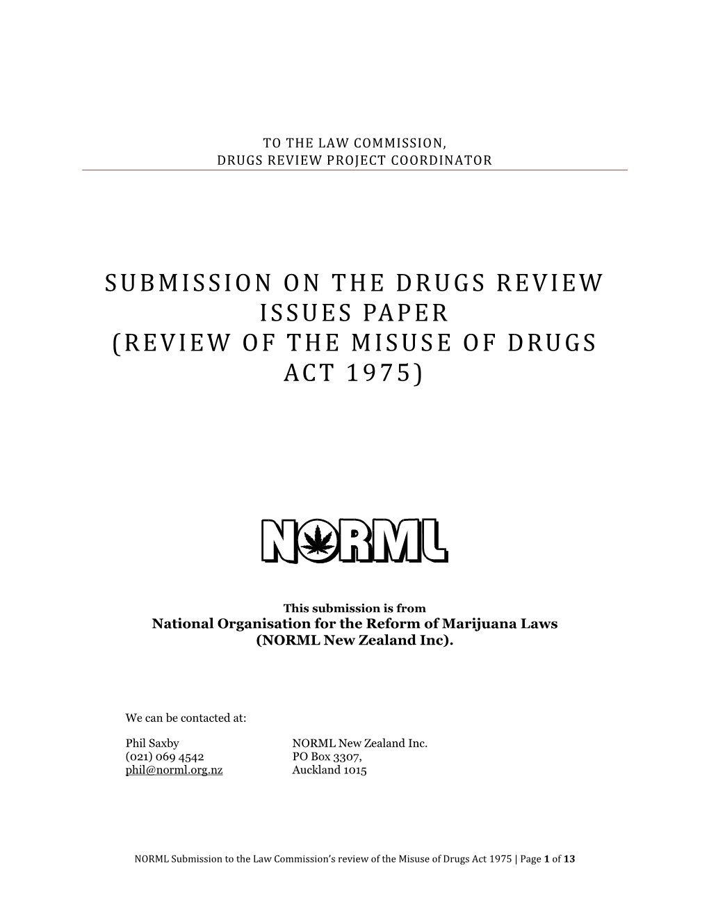 Law Commission's Review of the Misuse of Drugs