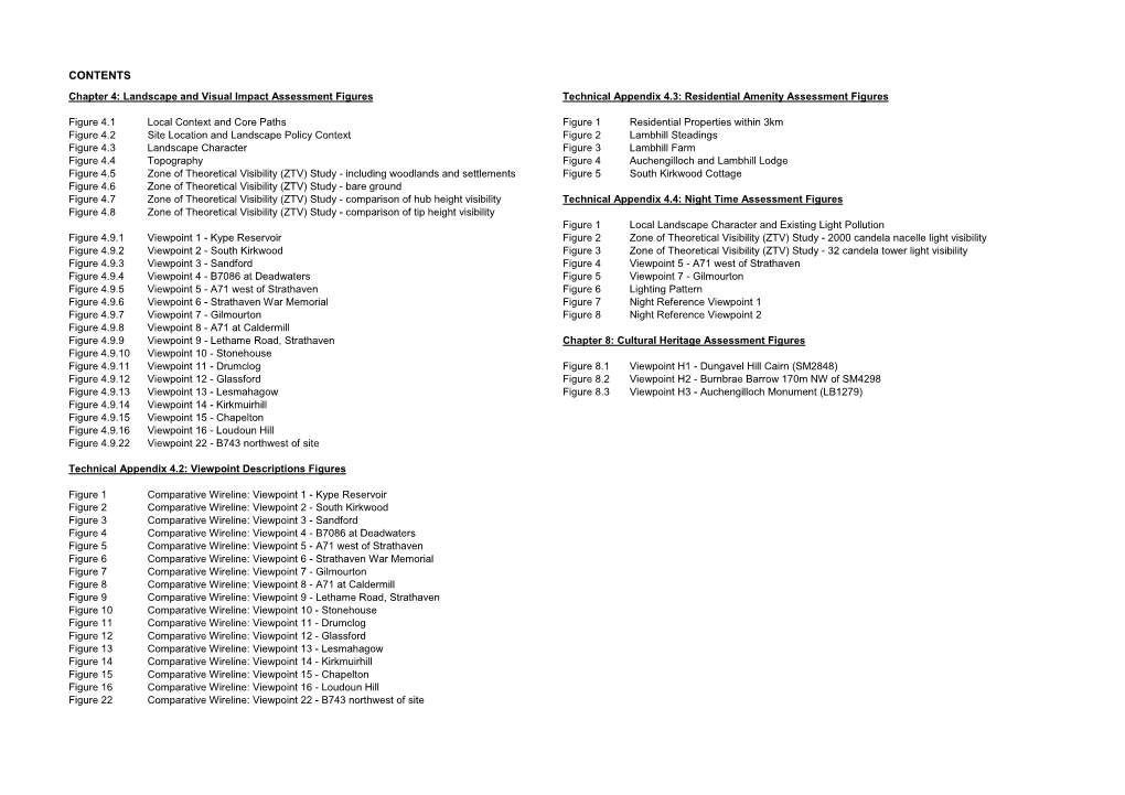 CONTENTS Chapter 4: Landscape and Visual Impact Assessment Figures Technical Appendix 4.3: Residential Amenity Assessment Figures