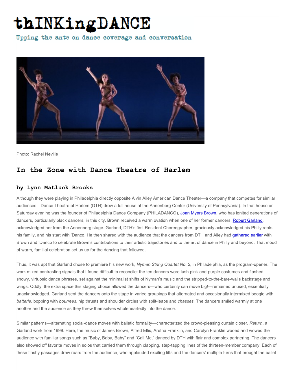 In the Zone with Dance Theatre of Harlem by Lynn Matluck Brooks