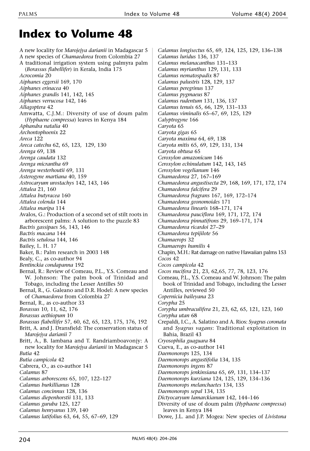Index to Volume 48 Volume 48(4) 2004