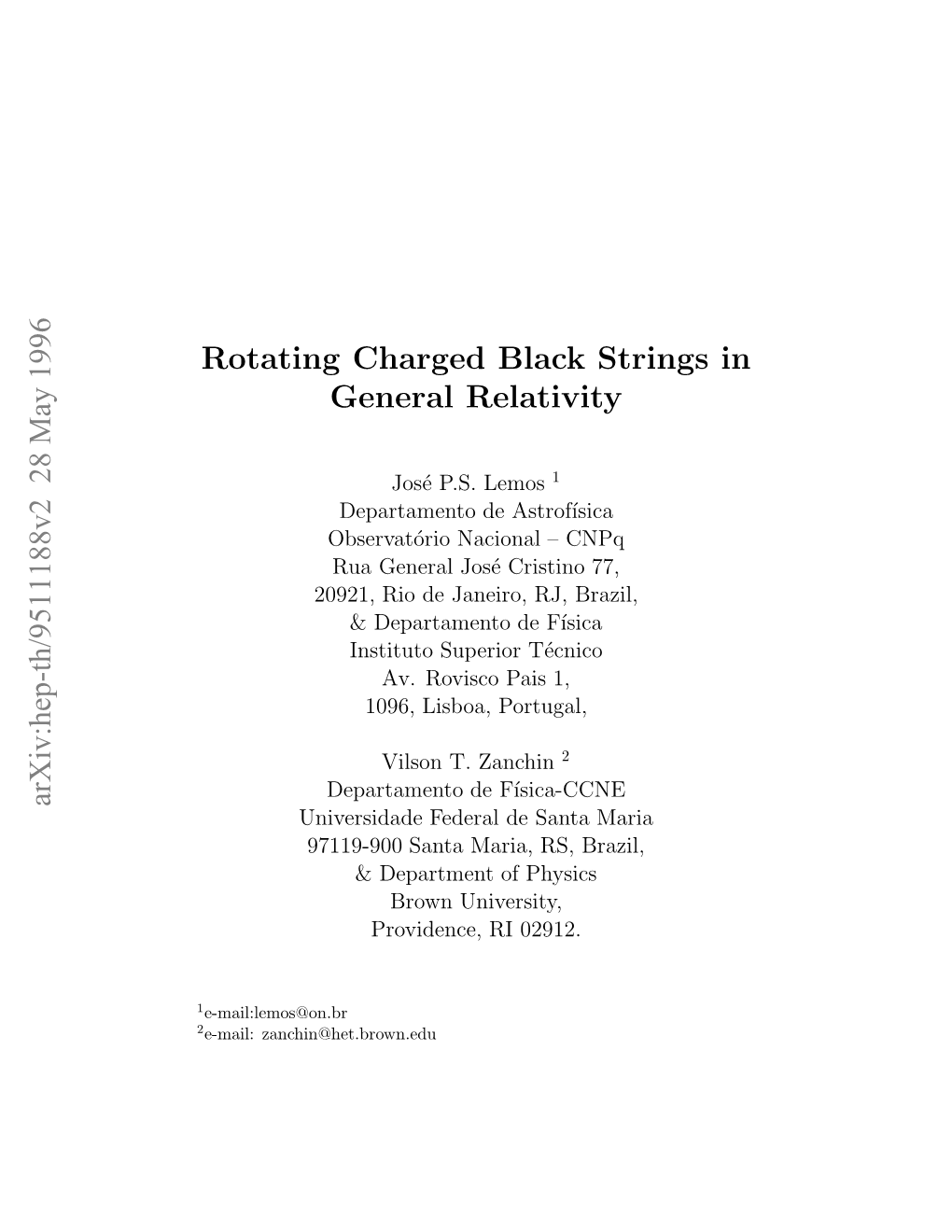 Rotating Charged Black Strings in General Relativity