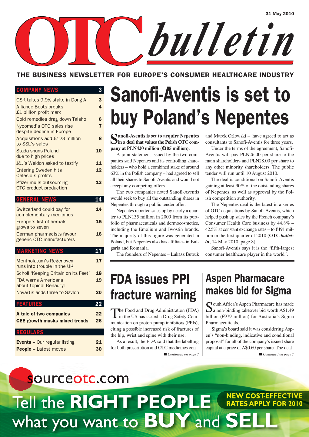 Sanofi-Aventis Is Set to Buy Poland's Nepentes