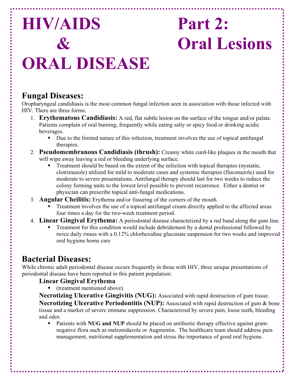 Oral Lesions ORAL DISEASE