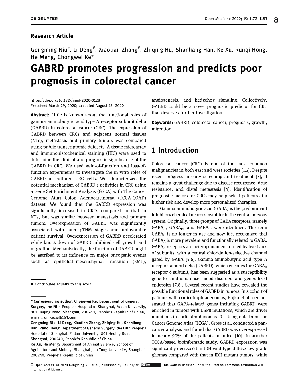 GABRD Promotes Progression and Predicts Poor Prognosis in Colorectal Cancer Angiogenesis, and Hedgehog Signaling