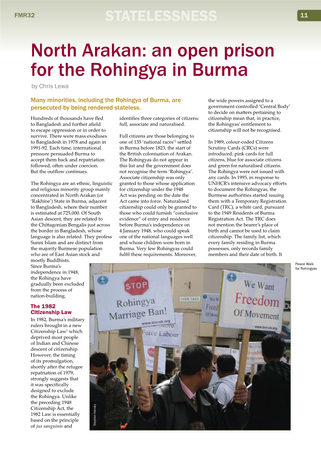 North Arakan: an Open Prison for the Rohingya in Burma by Chris Lewa