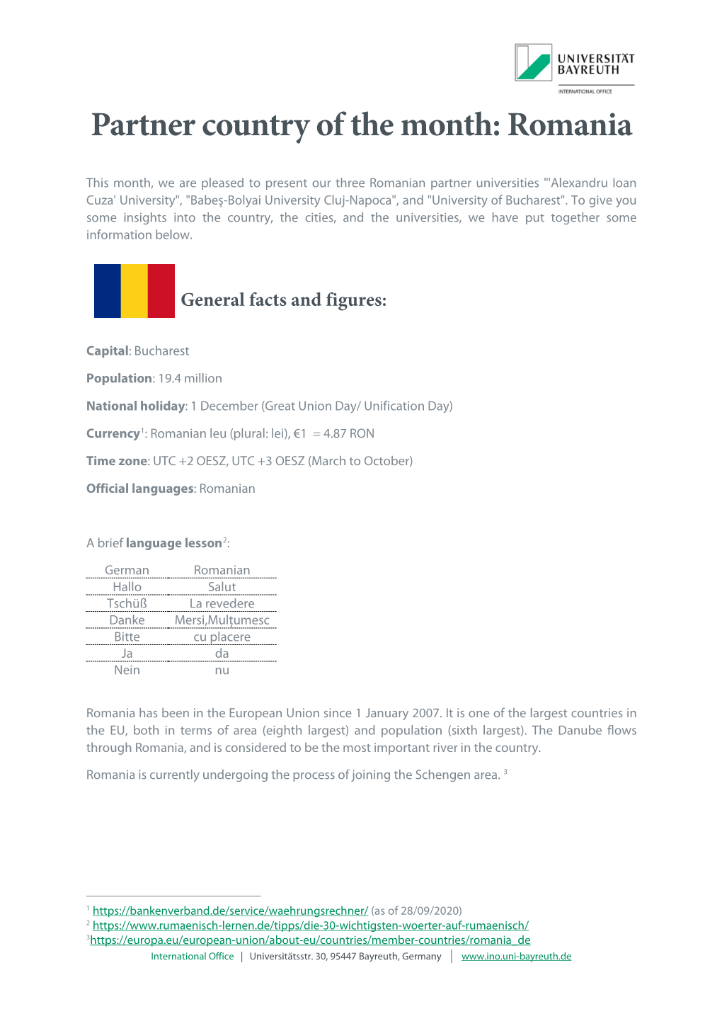 Partner Country of the Month: Romania