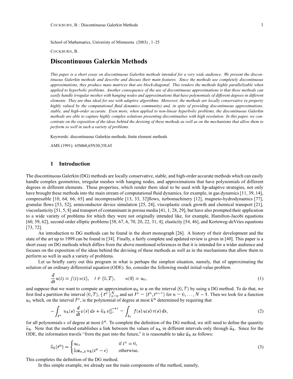 Discontinuous Galerkin Methods 1