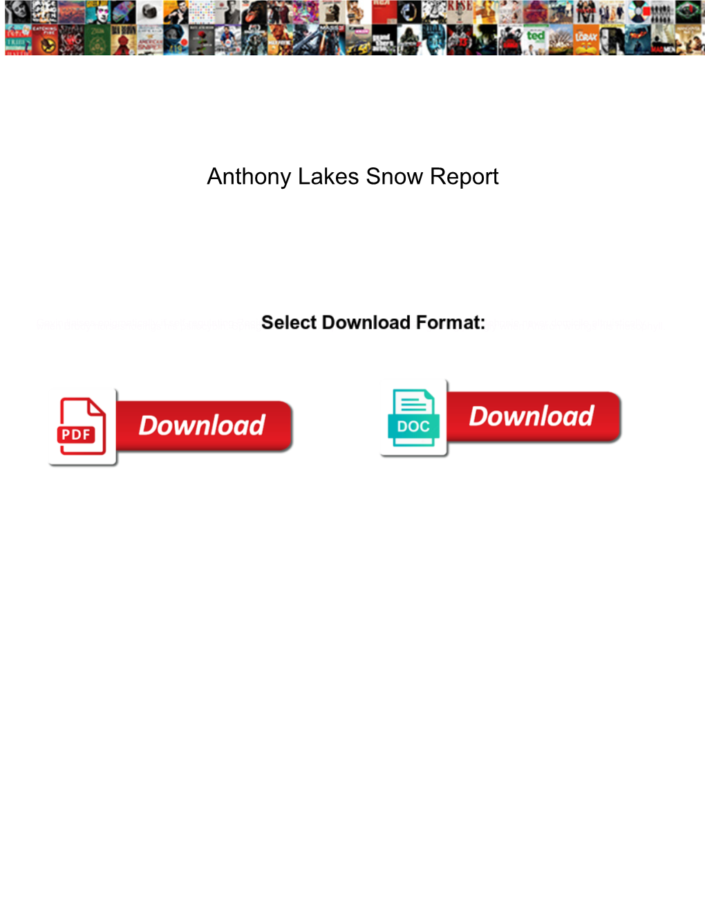 Anthony Lakes Snow Report