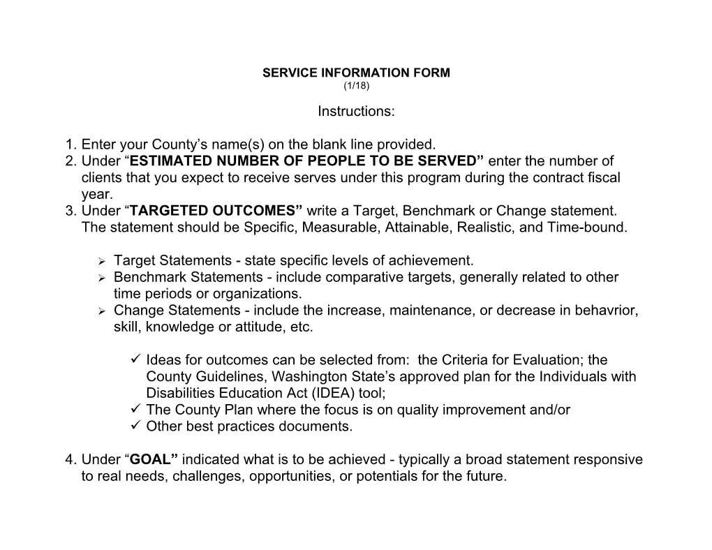 Service Information - County Services Form