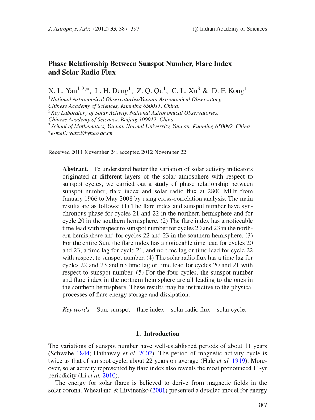 Phase Relationship Between Sunspot Number, Flare Index and Solar Radio Flux