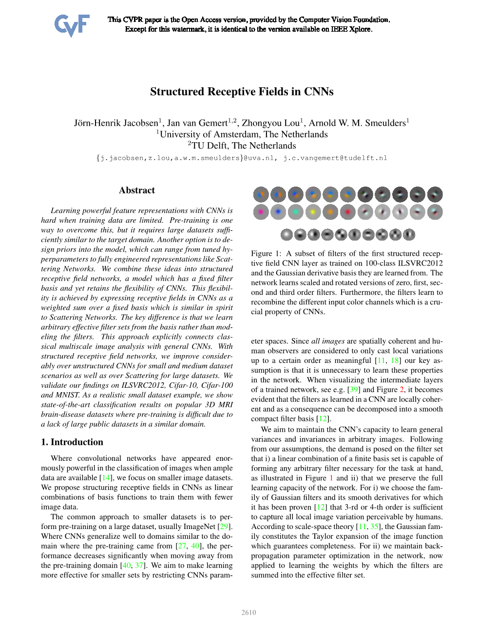 Structured Receptive Fields in Cnns