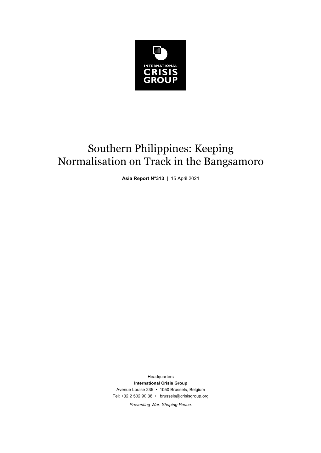 Southern Philippines: Keeping Normalisation on Track in the Bangsamoro