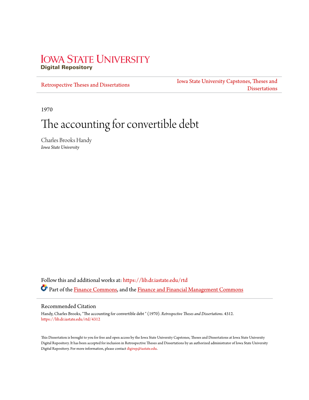 The Accounting for Convertible Debt