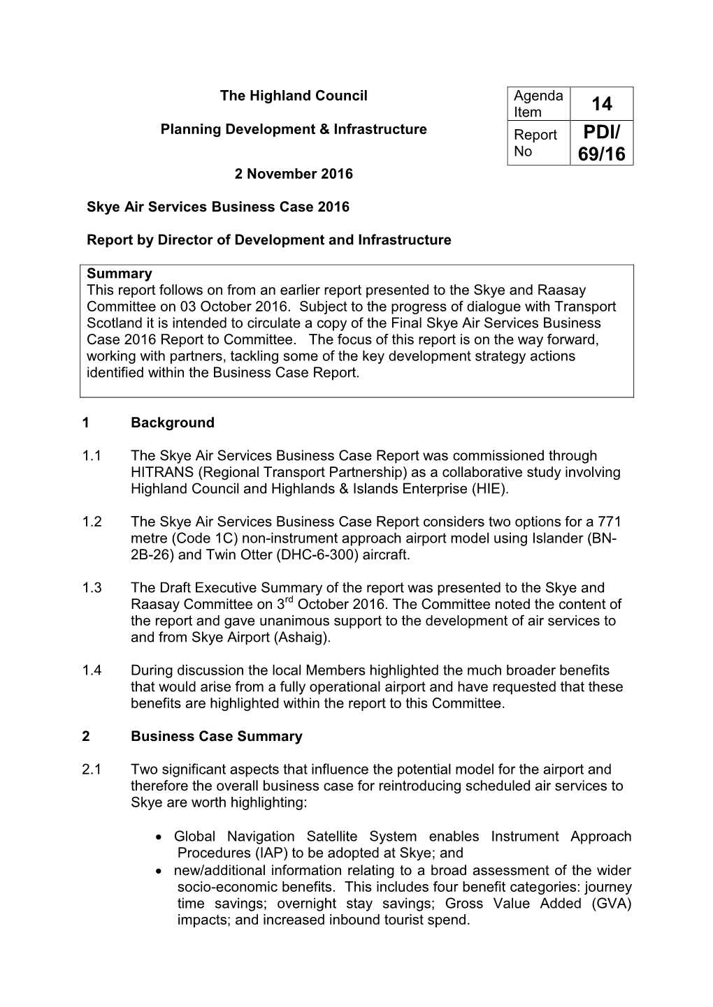 Skye Air Services Business Case 2016