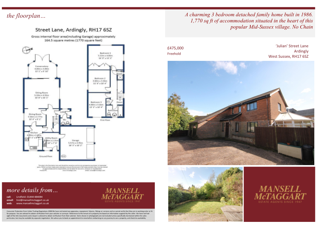 The Floorplan… a Charming 3 Bedroom Detached Family Home Built in 1986