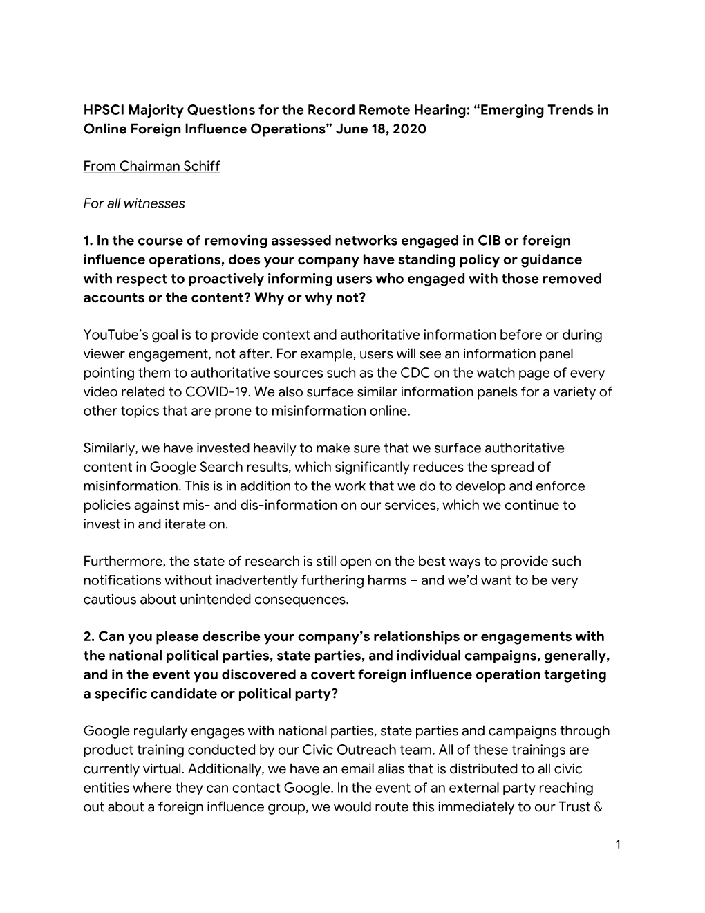 Emerging Trends in Online Foreign Influence Operations” June 18, 2020