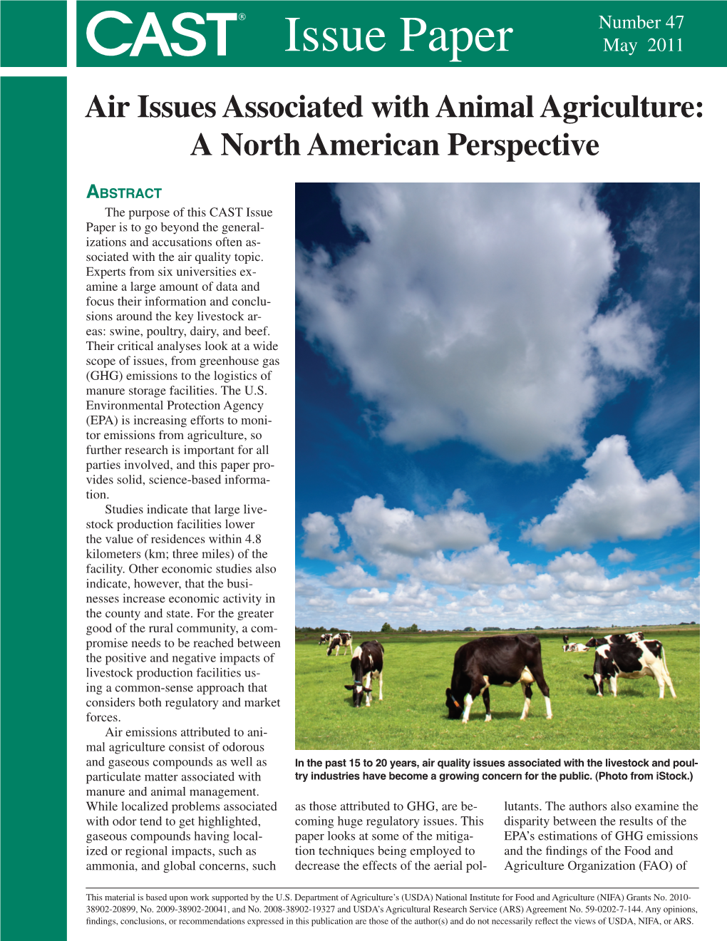 Air Issues Associated with Animal Agriculture: a North American Perspective