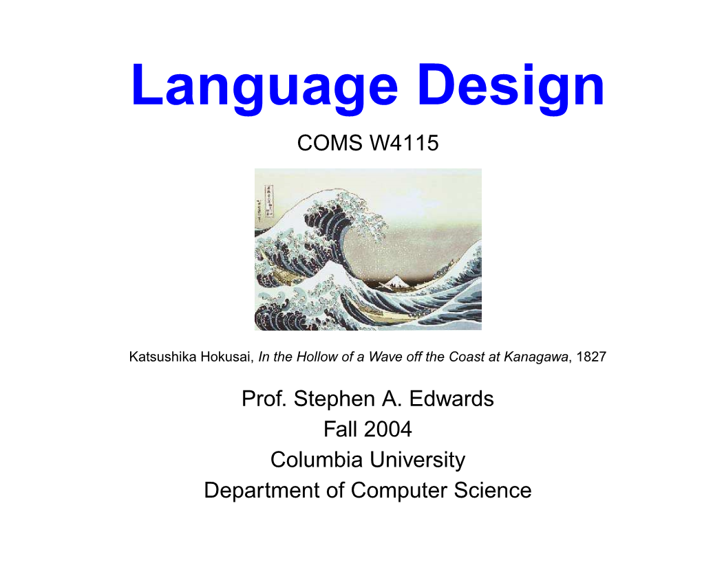 Language Design COMS W4115