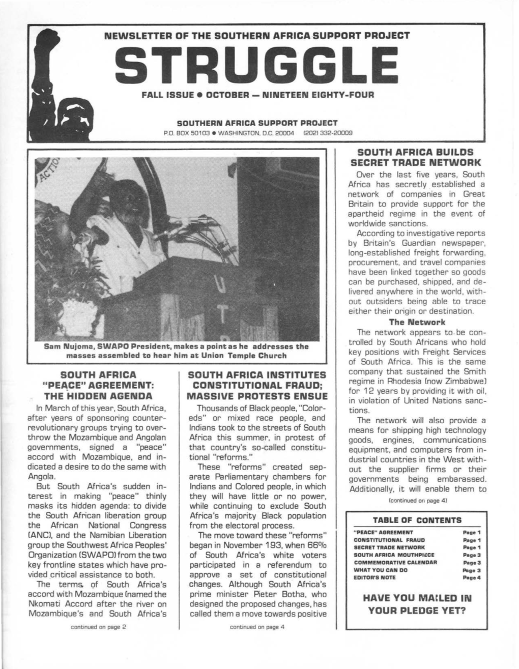 STRUGGLE FALL ISSUE E OCTOBER - NINETEEN EIGHTY-FOUR