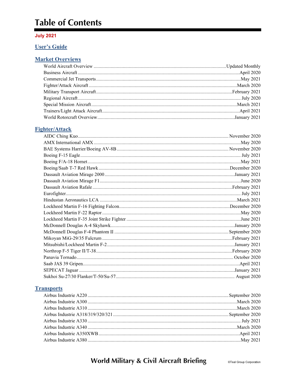 Table of Contents