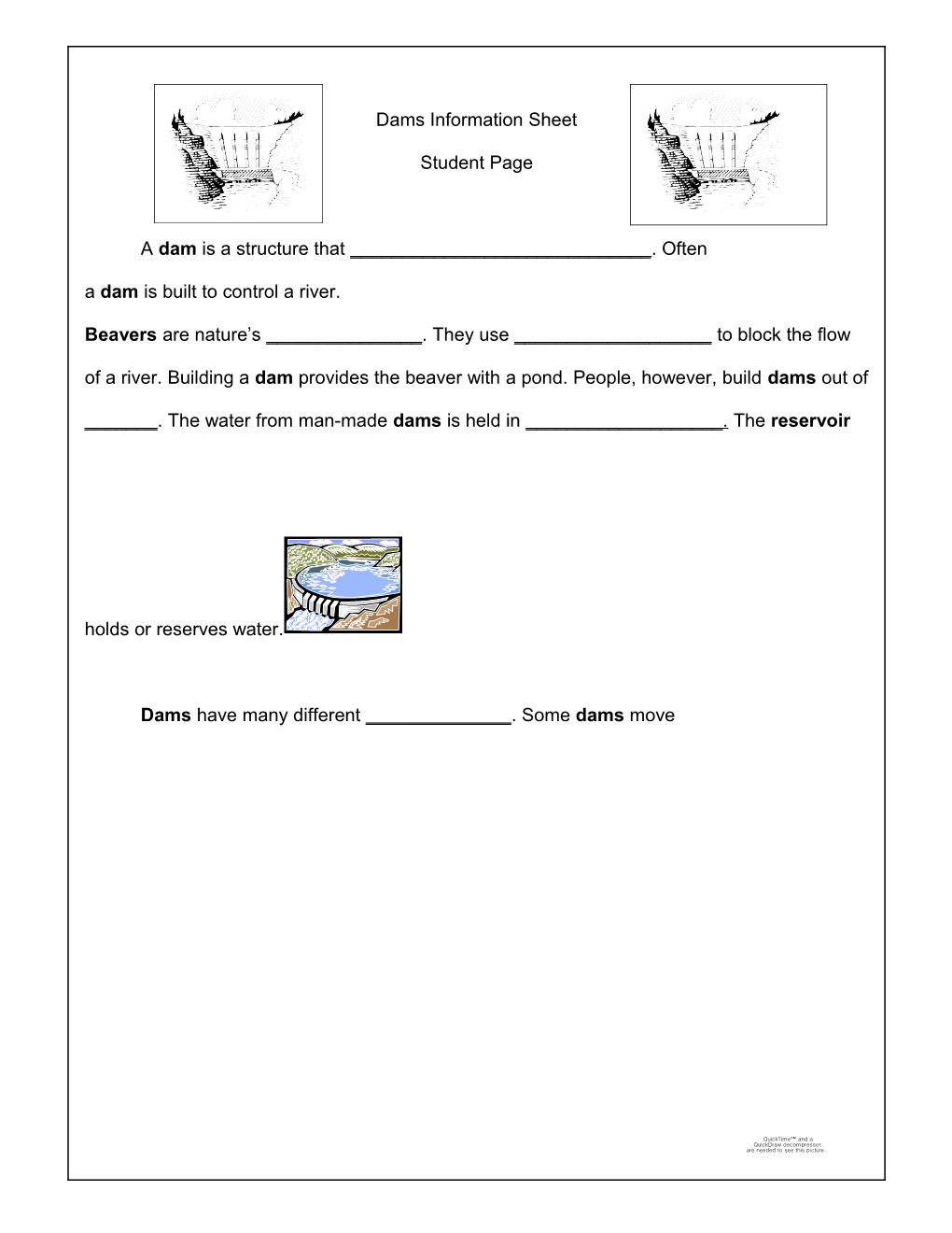 Dams Information Sheet