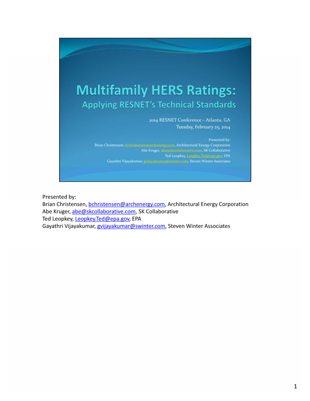 Multifamily HERS Ratings