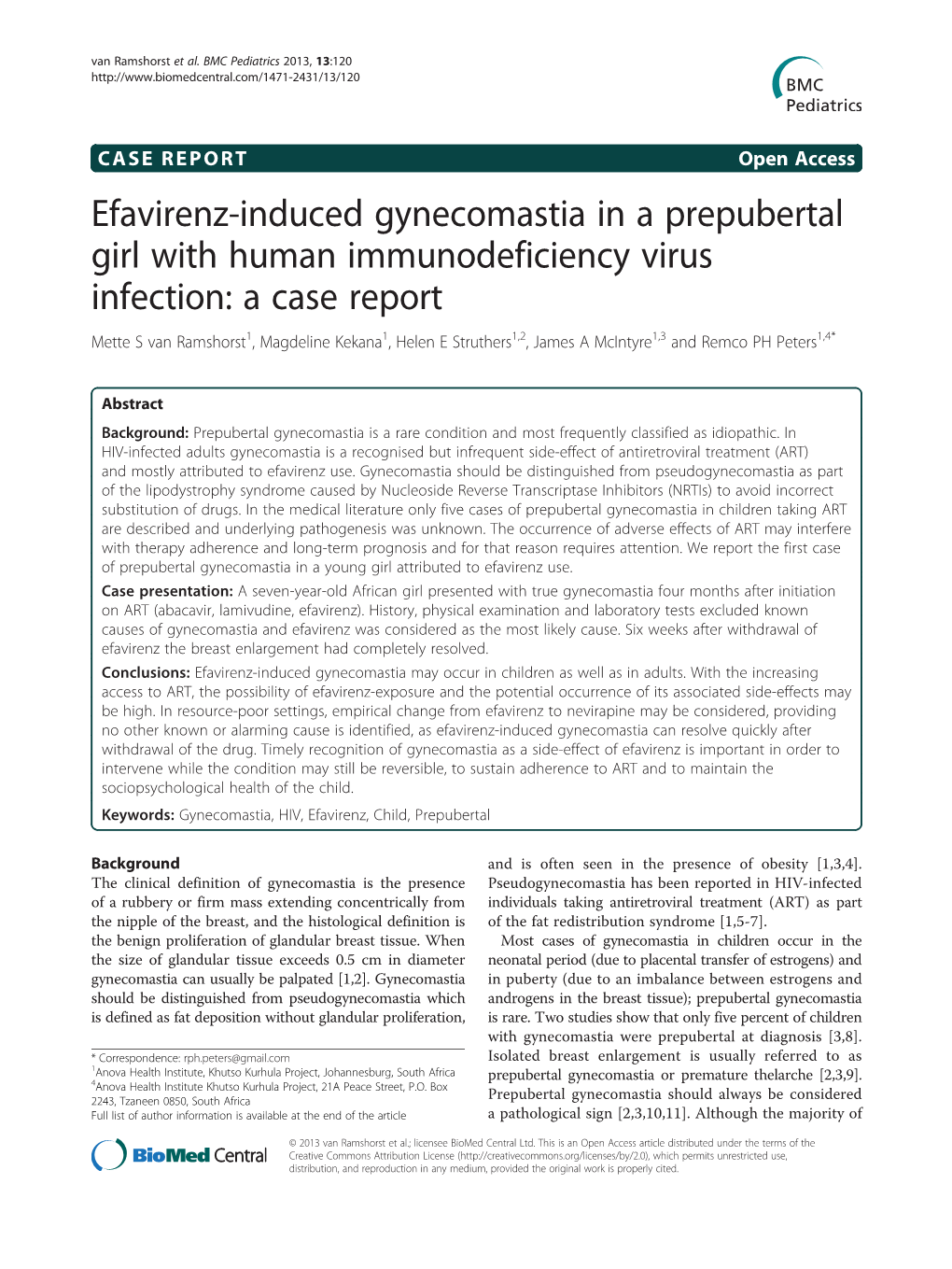 Efavirenz-Induced Gynecomastia in a Prepubertal Girl With