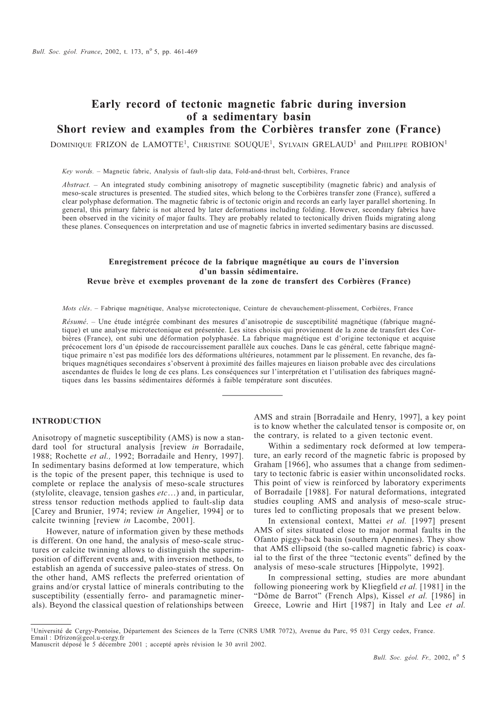 Early Record of Tectonic Magnetic Fabric During Inversion of A