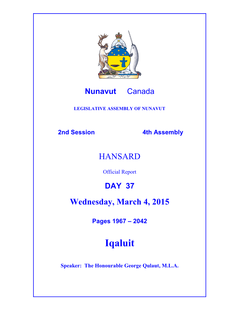 Nunavut Hansard 1967