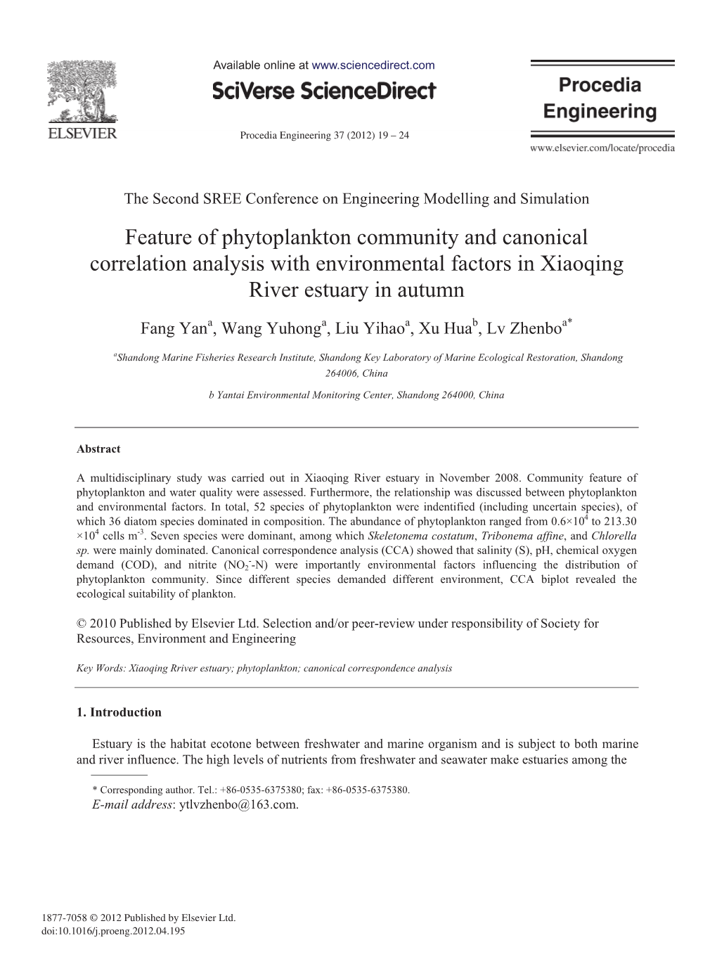 Feature of Phytoplankton Community and Canonical Correlation Analysis with Environmental Factors in Xiaoqing River Estuary in Autumn