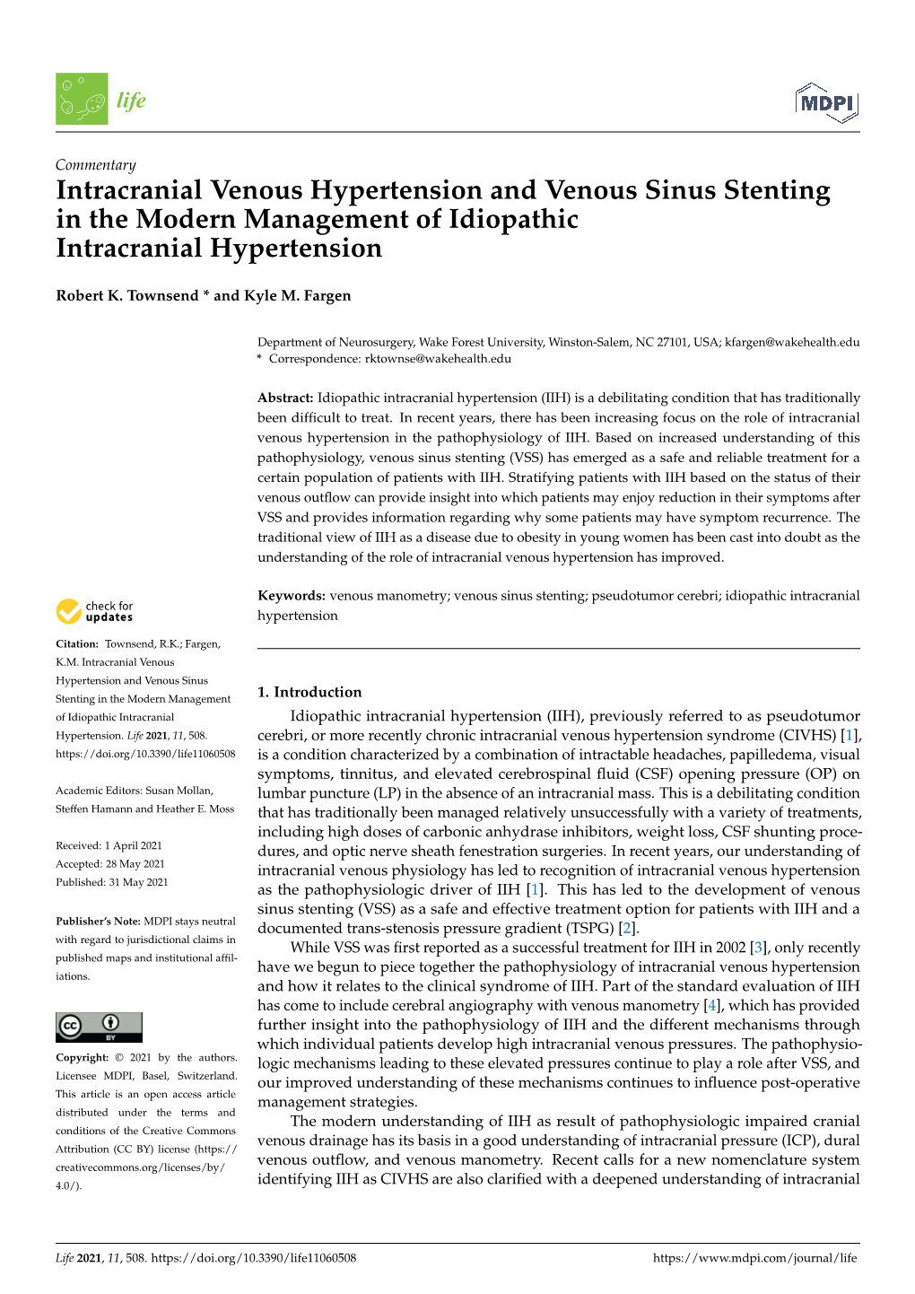 Intracranial Venous Hypertension and Venous Sinus Stenting in the Modern Management of Idiopathic Intracranial Hypertension