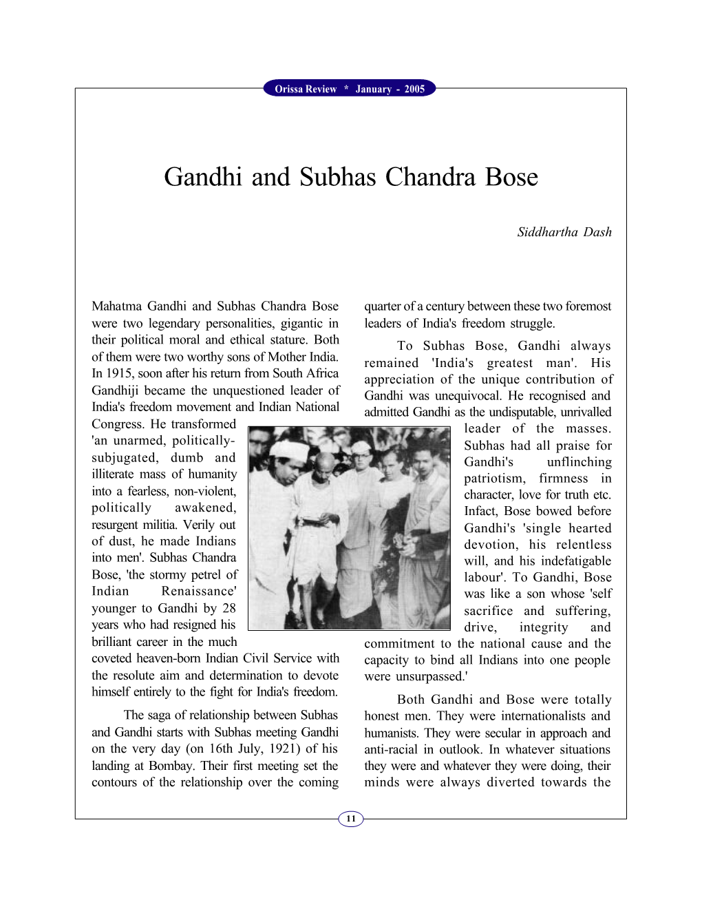 Gandhi and Subhas Chandra Bose