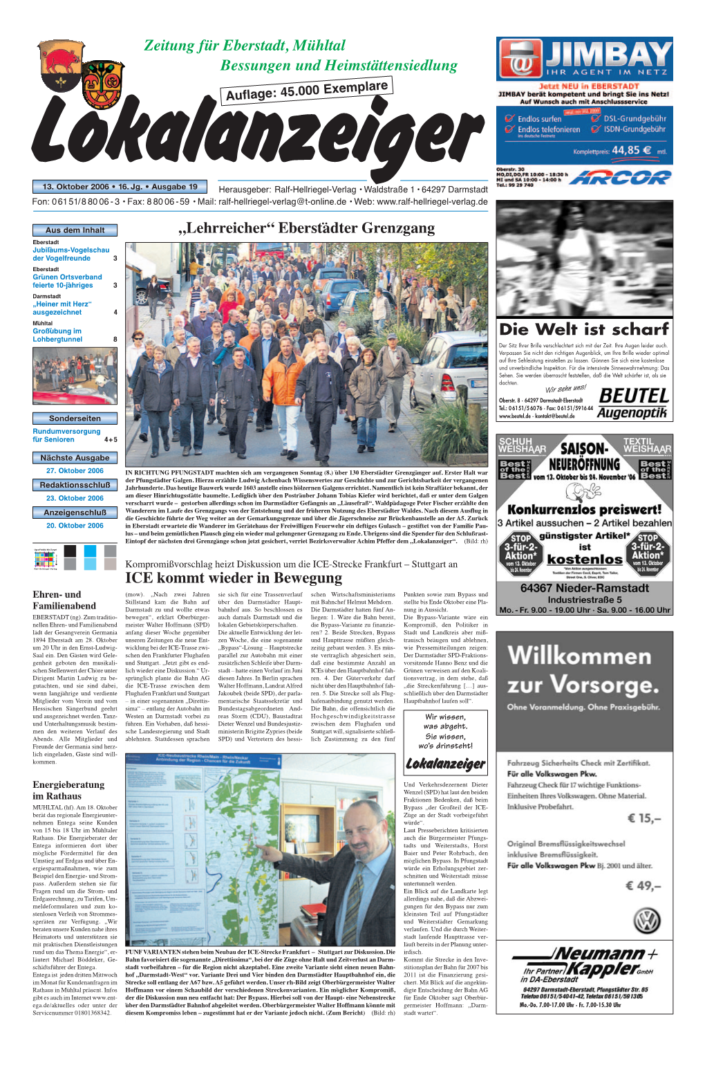 Zeitung Für Eberstadt, Mühltal Bessungen Und Heimstättensiedlung Die Welt Ist Scharf ICE Kommt Wieder in Bewegung Lokalanzeig