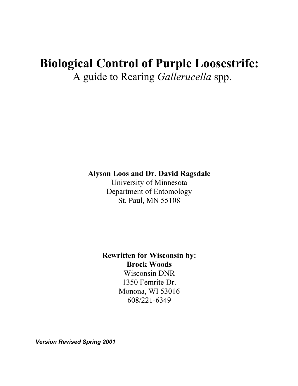 Biological Control of Purple Loosestrife