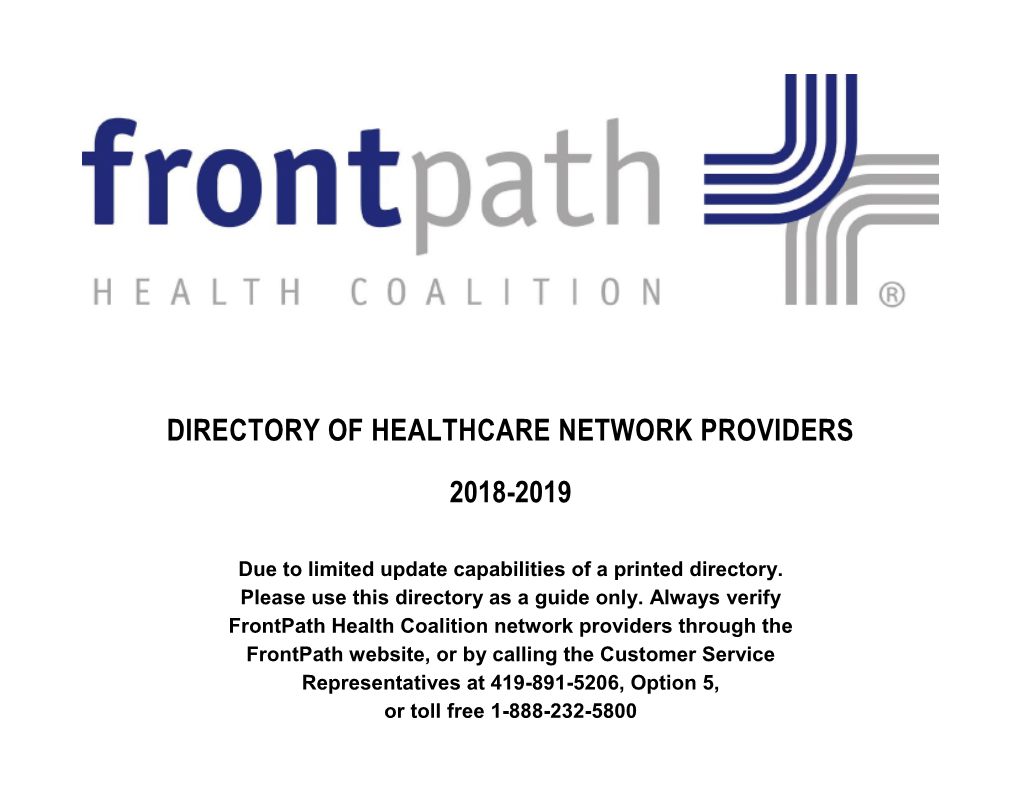 Directory of Healthcare Network Providers 2018-2019