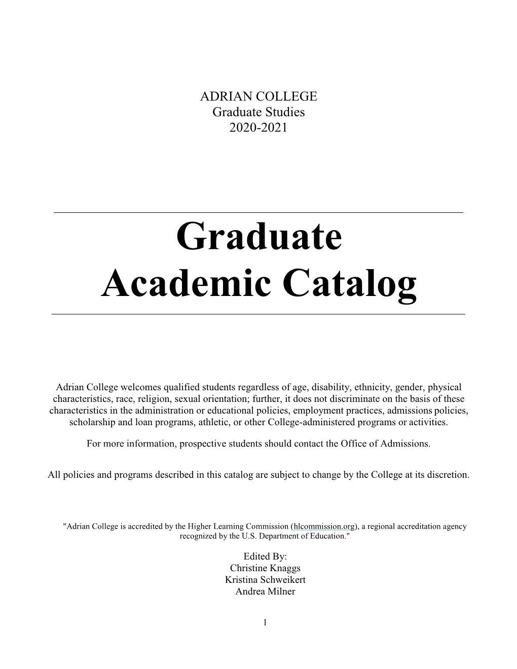 Graduate Student Catalog