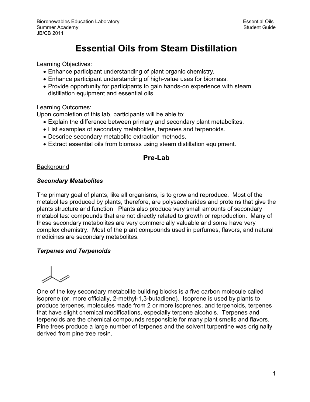 Essential Oils from Steam Distillation