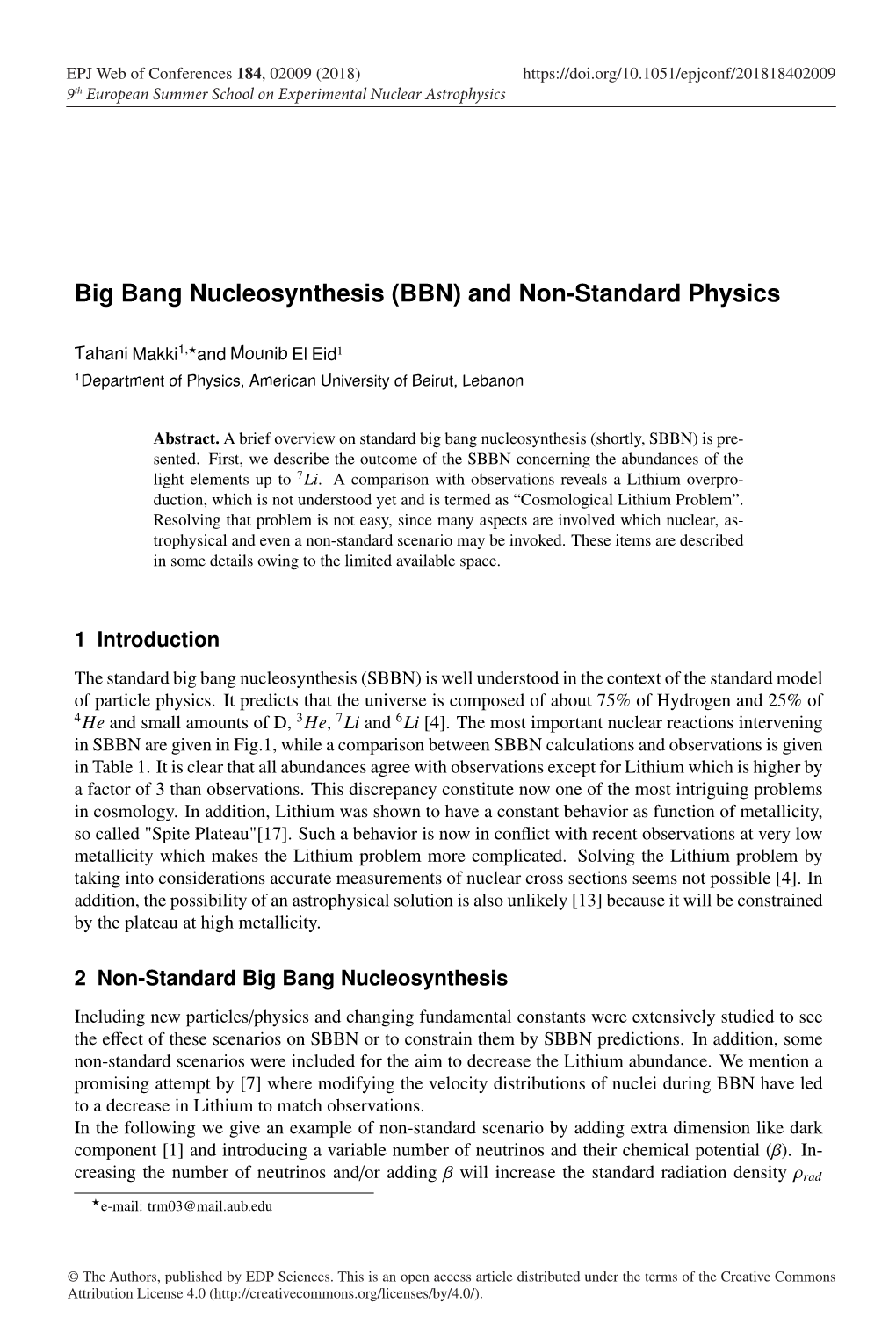 Big Bang Nucleosynthesis (BBN) and Non-Standard Physics