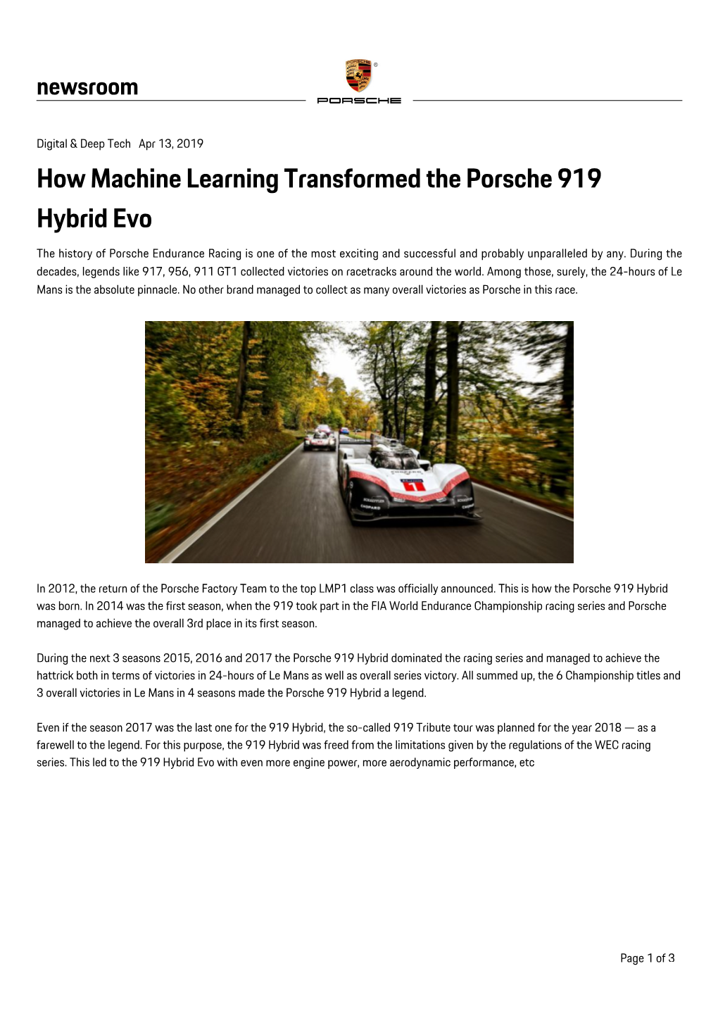 How Machine Learning Transformed the Porsche 919 Hybrid