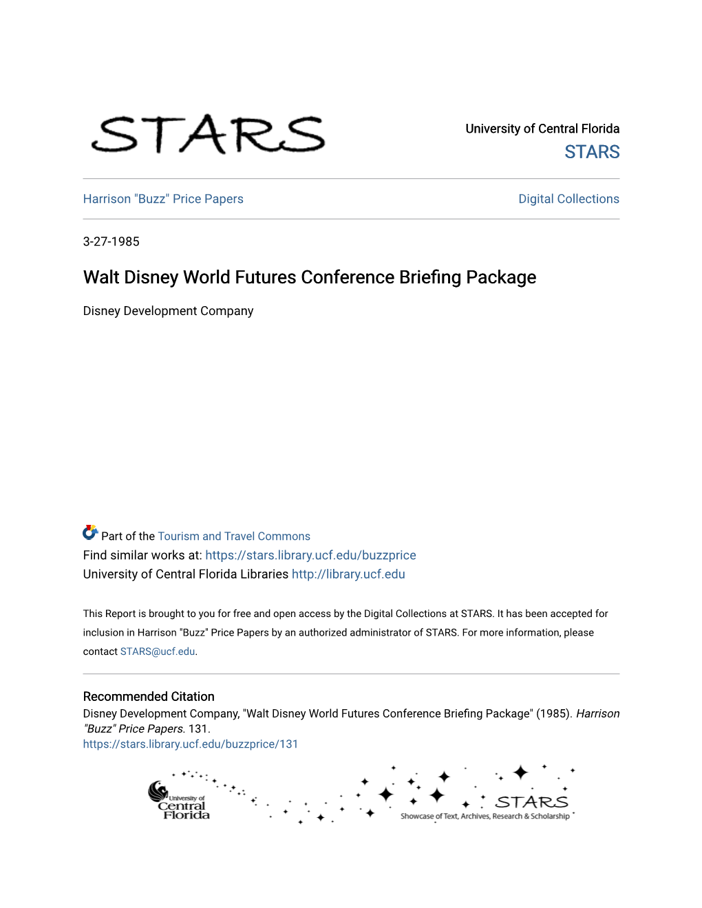 Walt Disney World Futures Conference Briefing Package